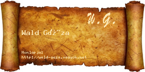 Wald Géza névjegykártya