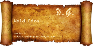 Wald Géza névjegykártya